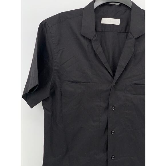 FASHION GALERIA Men's Black Short Sleeve Button-Up Regular-Fit Shirt SZ M - Picture 3 of 8